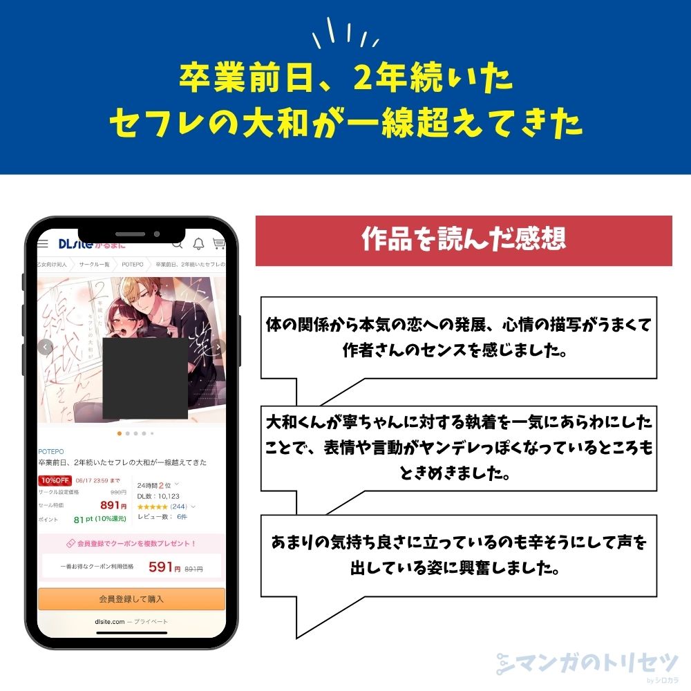 卒業前日、2年続いたセフレの大和が一線超えてきた　感想